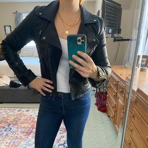 Black Blank NYC vegan faux-leather moto jacket size small